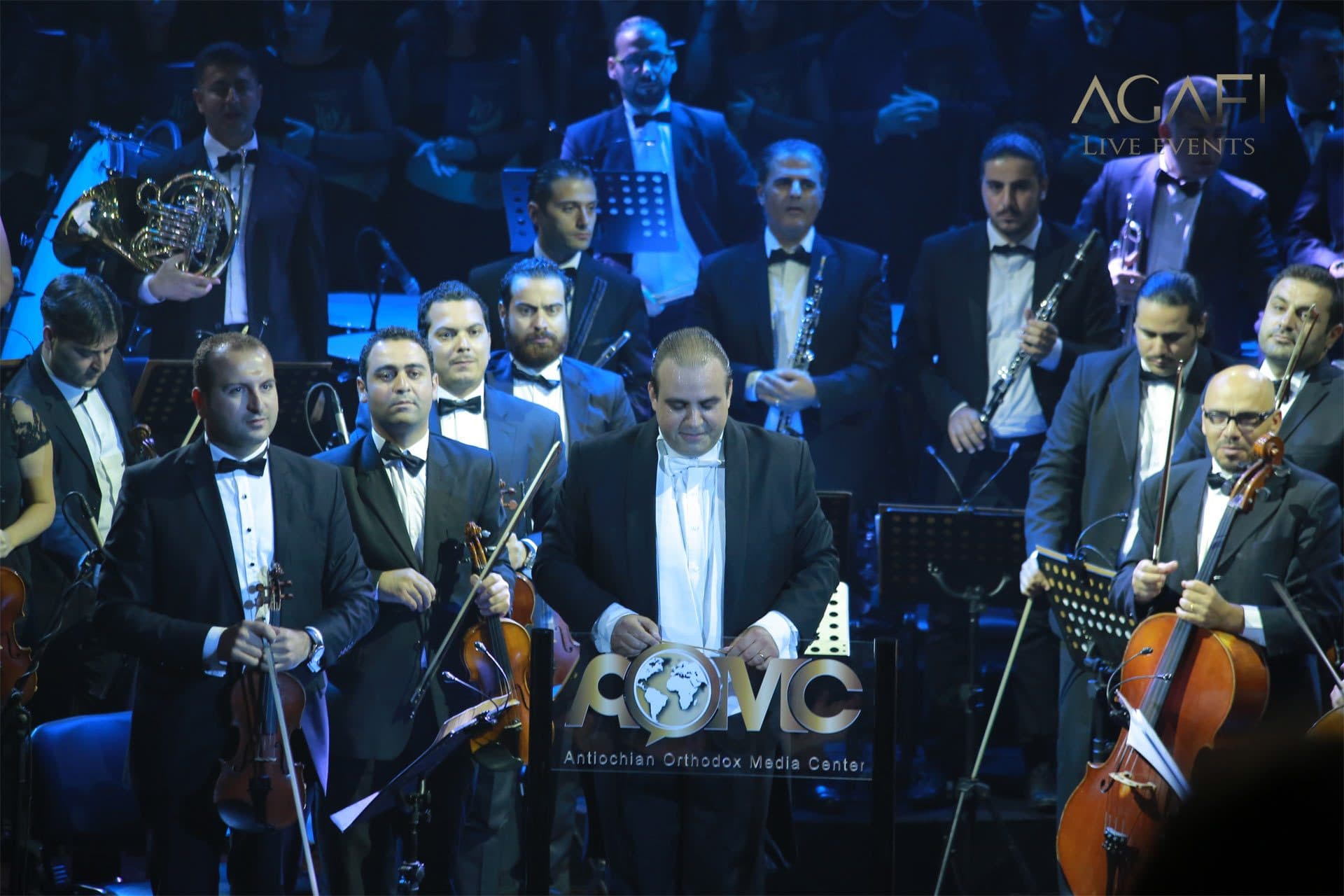 Musicians of the orchestra on stage