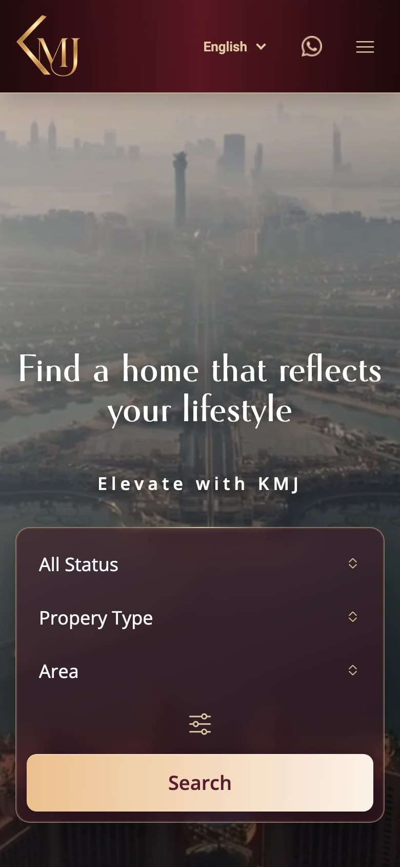 KMJ Properties home page on a phone