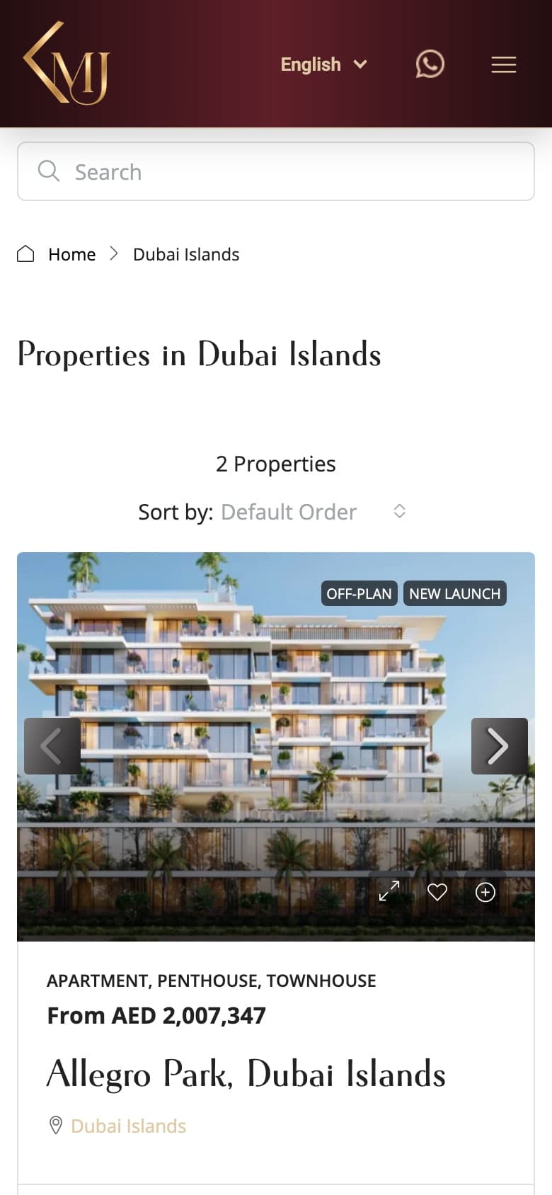 KMJ Properties listings on a phone